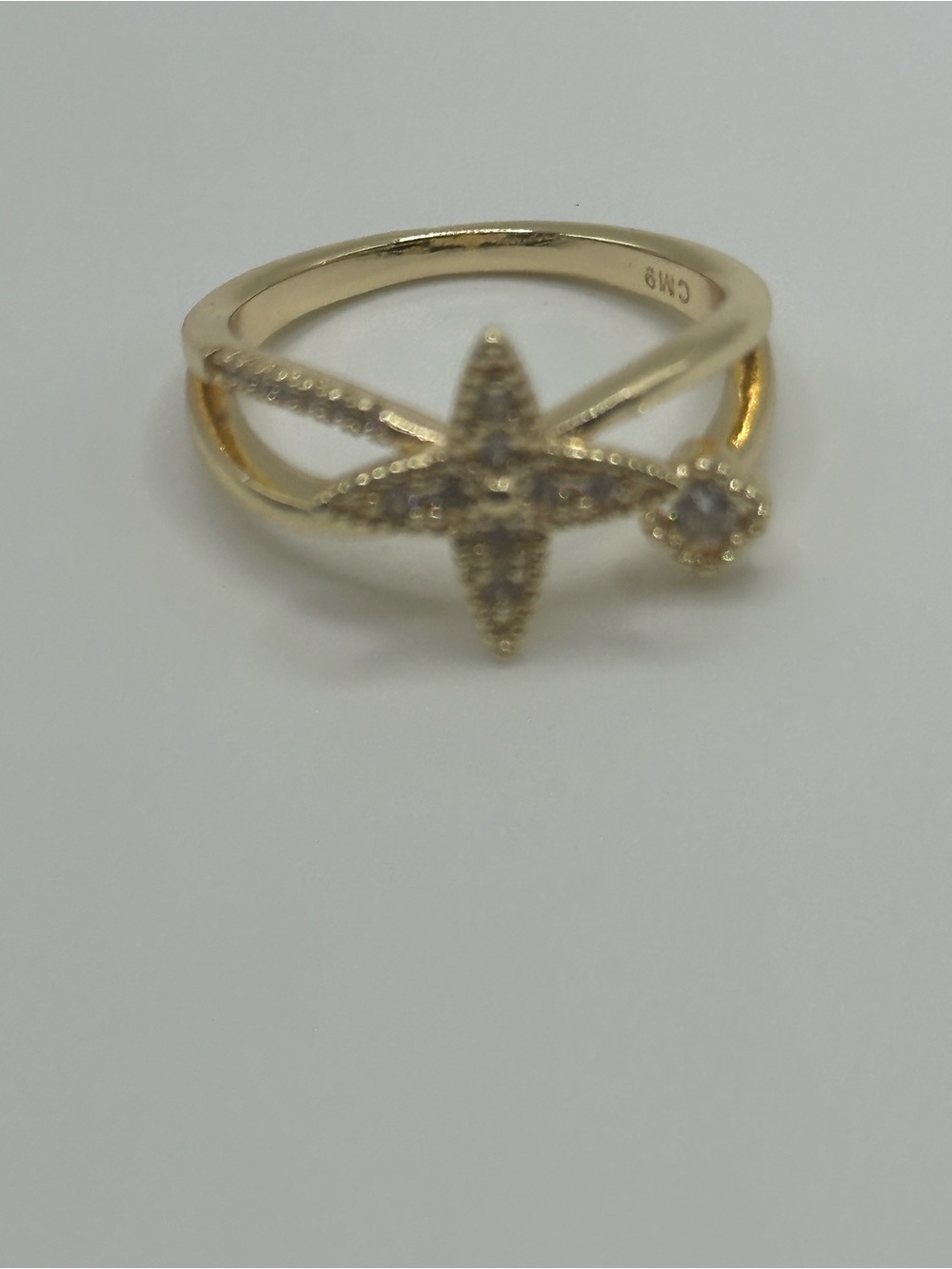 Gold Filled Clover CZ Accent Ring - Women Jewelry